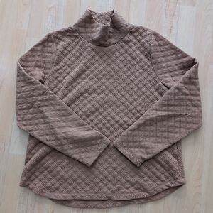 Quilted Tan Turtleneck Sweater